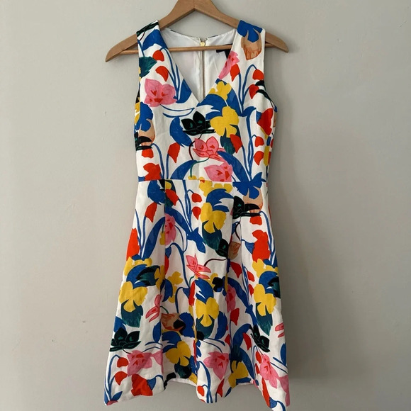 J. Crew Morning Floral All-Occasion Dress multi color fit & flare dress Size 00 - Picture 3 of 14